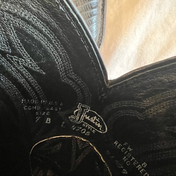 Justin 4705 Vintage Black Lizard and Leather Pull on Boot size 7 - Picture 11 of 16